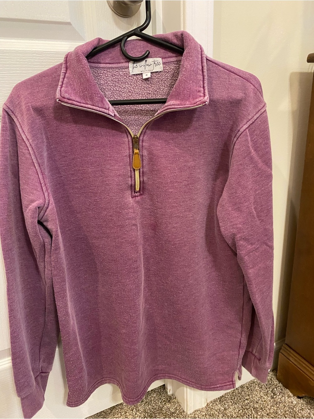 The Willow Tree 1/4 Zip Fleece Pullover Sweatshirt, Womens Small Purple